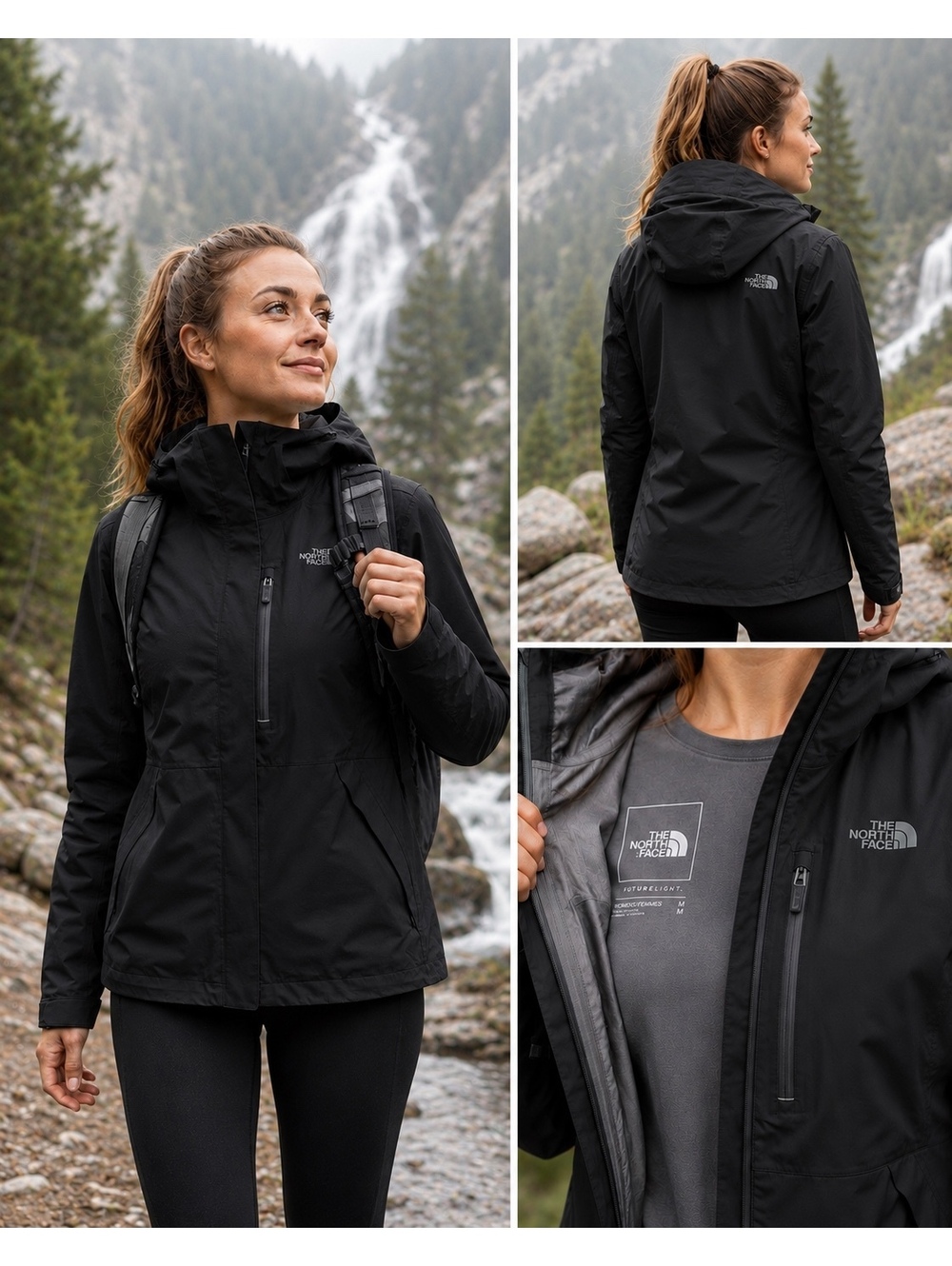 The North Face Women’s Antora Jacket Black FUTURELIGHT Waterproof Hooded Size M